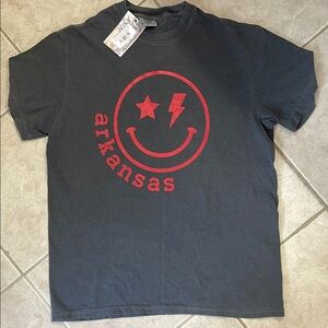 Comfort Colors Gray and Red Short Sleeve Tee with Bold Graphic